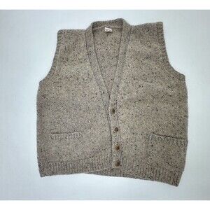 Shanagarry Ireland pure wool tan vest mens Mills Cable Knit Vest Size M